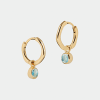 March Birthstone Huggie Hoops Blue Topaz- Lucier - Silverado Jewellery