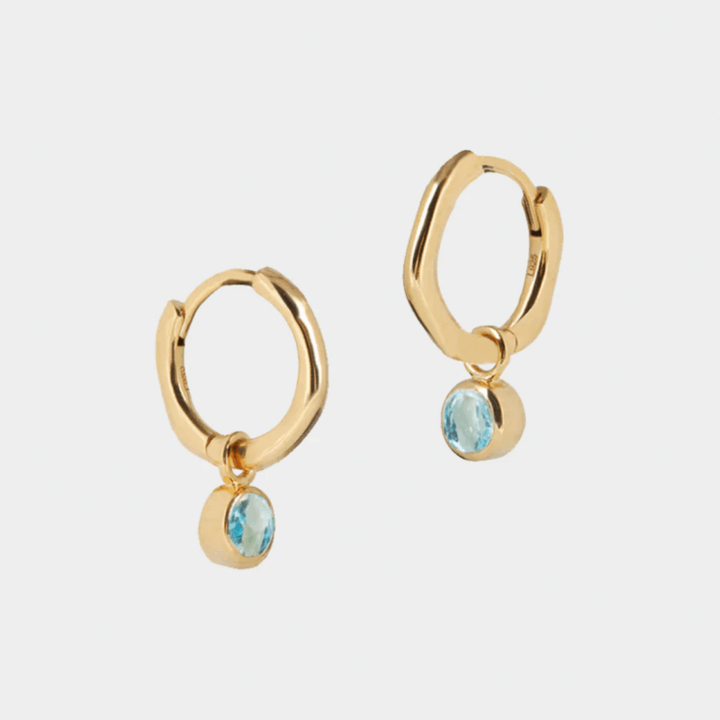 March Birthstone Huggie Hoops Blue Topaz- Lucier - Silverado Jewellery