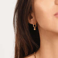 November birthstone huggie hoops with citrine drops - Lucier - Silverado Jewellery