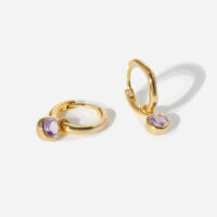 February Birthstone Huggie Hoops - Amethyst