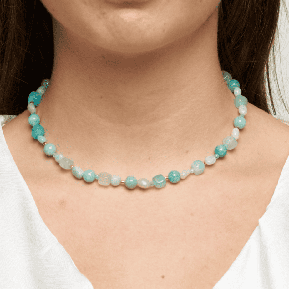 Fie Aqua Beaded Necklace - PURE by nat - Silverado Jewellery