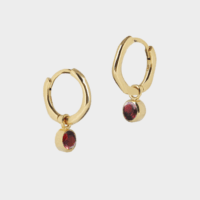January Birthstone huggie hoops garnet- Lucier - Silverado Jewellery