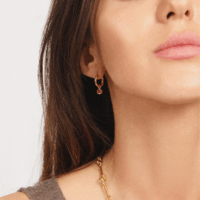 January Birthstone huggie hoops garnet- Lucier - Silverado Jewellery