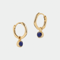 September birthstone huggie hoops with Lapis Lazuli - Lucier - Silverado Jewellery