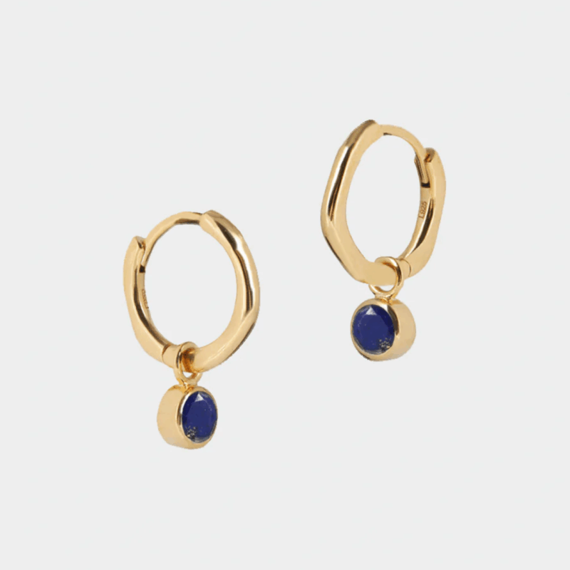 September birthstone huggie hoops with Lapis Lazuli - Lucier - Silverado Jewellery