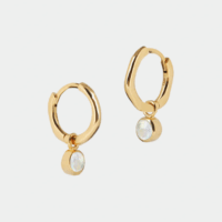 October birthstone huggie hoops with moonstone - Lucier Jewellery - Silverado Jewellery