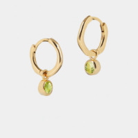 August birthstone huggie hoop earrings with peridot - Lucier Jewellery - Silverado Jewellery