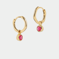 July birthstone huggie hoops ruby quartz - Lucier - Silverado Jewellery