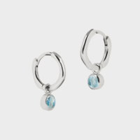 Silver March Birthstone Huggie Hoops Blue Topaz- Lucier - Silverado Jewellery
