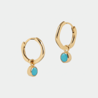 December birthstone huggie hoops Turquoise -Lucier - Silverado Jewellery