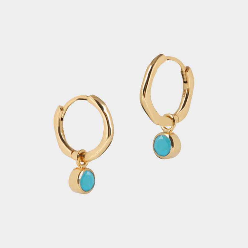 December birthstone huggie hoops Turquoise -Lucier - Silverado Jewellery