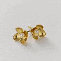 cuckoo flower stud earrings with pearls - Alex Monroe - Silverado Jewellery