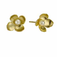 cuckoo flower stud earrings with pearls - Alex Monroe - Silverado Jewellery