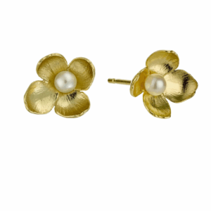 cuckoo flower stud earrings with pearls - Alex Monroe - Silverado Jewellery
