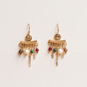 Drop earrings with beads and chains - AMIE Paris - Silverado jewellery