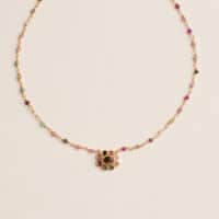 pink and gold flower pendant necklace - AMIE Paris - Silverado Jewellery