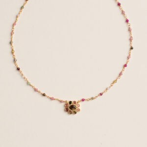 pink and gold flower pendant necklace - AMIE Paris - Silverado Jewellery