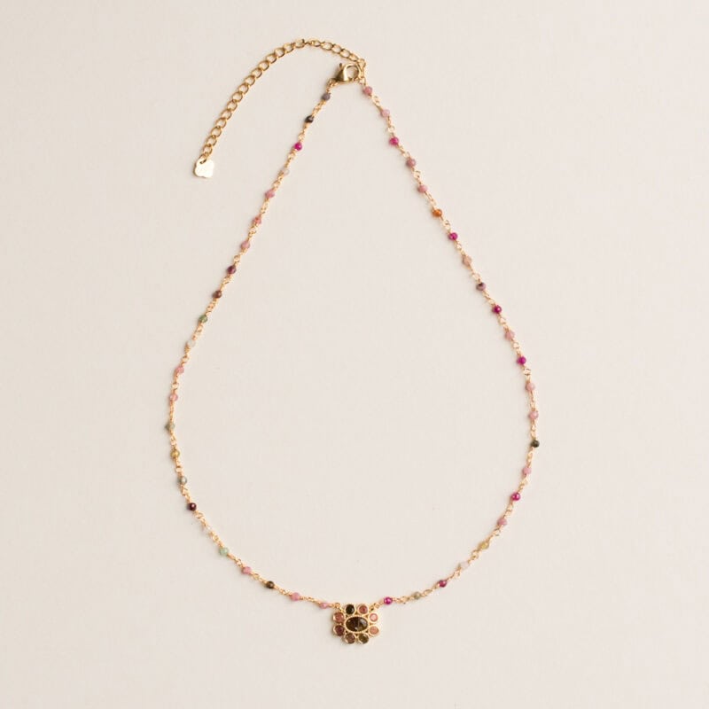 pink and gold flower pendant necklace - AMIE Paris - Silverado Jewellery