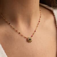 pink and gold flower pendant necklace - AMIE Paris - Silverado Jewellery
