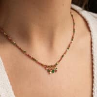 pink and green beaded drop necklace - AMIE - Silverado Jewellery