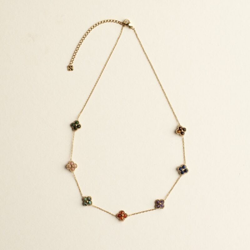 Rainbow flower Beaded Necklace - AMIE - Silverado Jewellery