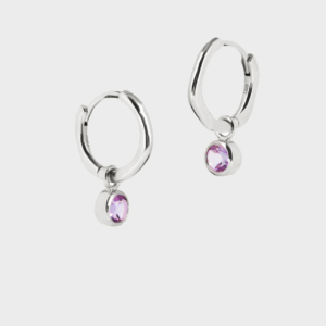 Silver February birthstone huggie hoops amethyst - Lucier Jewellery - Silverado Jewellery