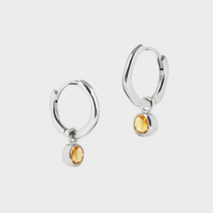 Silver October birthstone huggie hoops with citrine - Lucier Jewellery - Silverado Jewellery