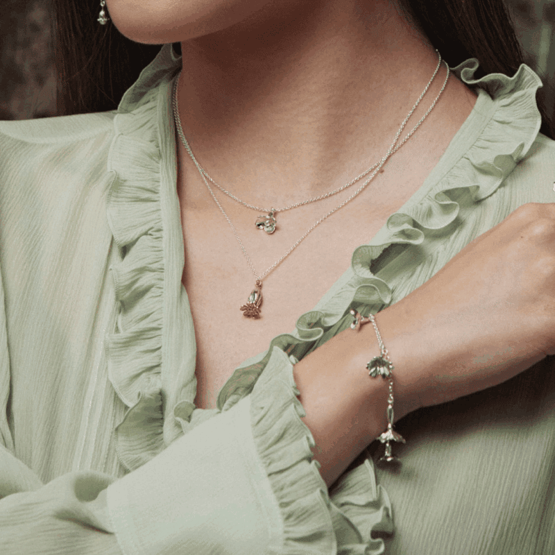 Silver cuckoo flower necklace with pearl - Alex Monroe - Silverado Jewellery
