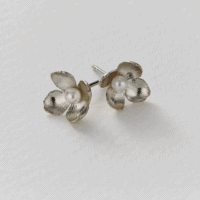 silver cuckoo flower stud earrings with pearls - Alex Monroe - Silverado Jewellery