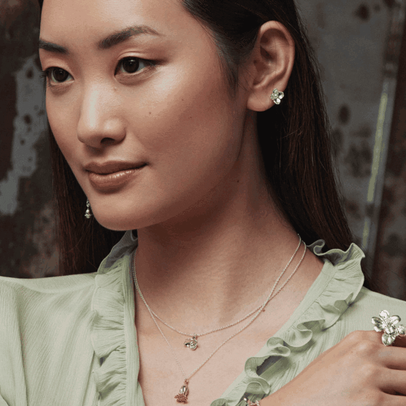 silver cuckoo flower stud earrings with pearls - Alex Monroe - Silverado Jewellery