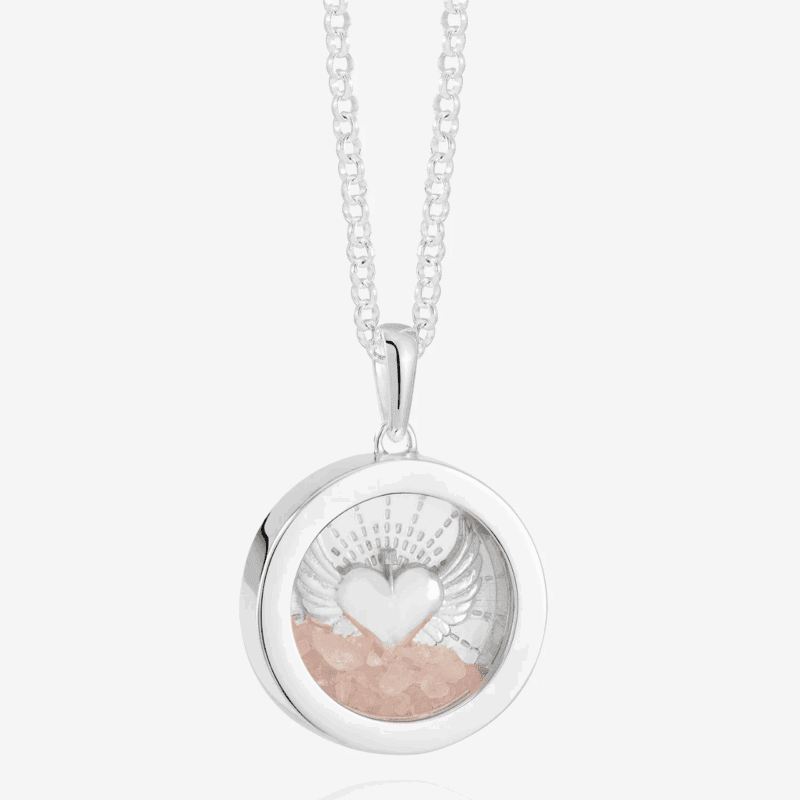 Silver guardian angel rose quartz amulet necklace - Rachel Jackson - Silverado Jewellery