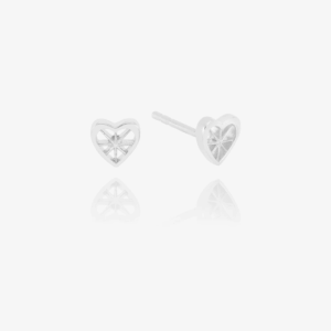 Silver Love Story Heart Stud Earrings - Rachel Jackson - Silverado Jewellery