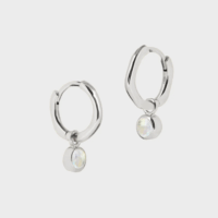 silver October birthstone huggie hoops moonstone - Lucier - Silverado Jewellery