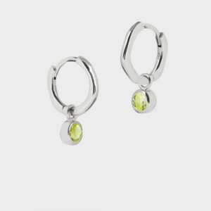 silver August birthstone huggie hoops with peridot - Lucier - Silverado Jewellery