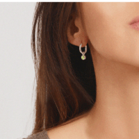silver August birthstone huggie hoops with peridot - Lucier - Silverado Jewellery