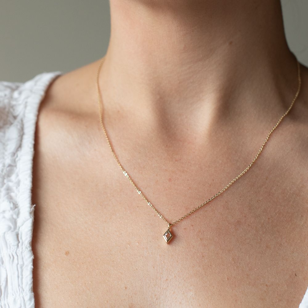 9ct gold white topaz diamond shape necklace - Luceir Jewellery - Silverado