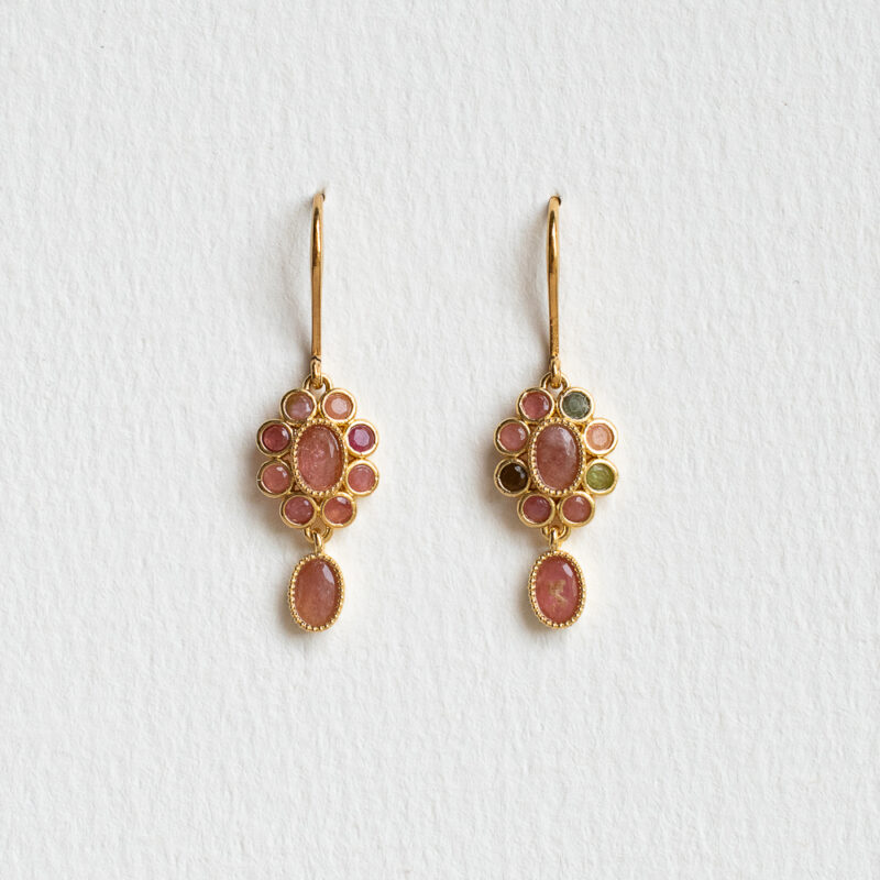 Pink Flower inspired drop earrings - Amie Paris - Silverado Jewellery