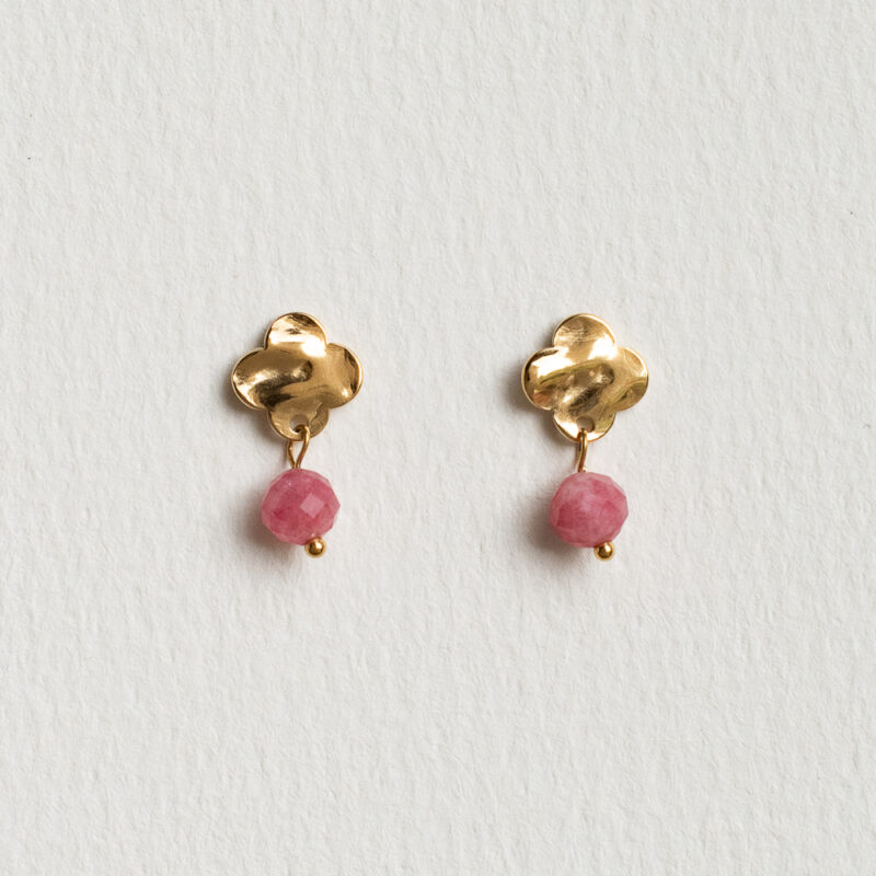 Stud earrings with pink drops - Amie Paris - Silverado Jewellery