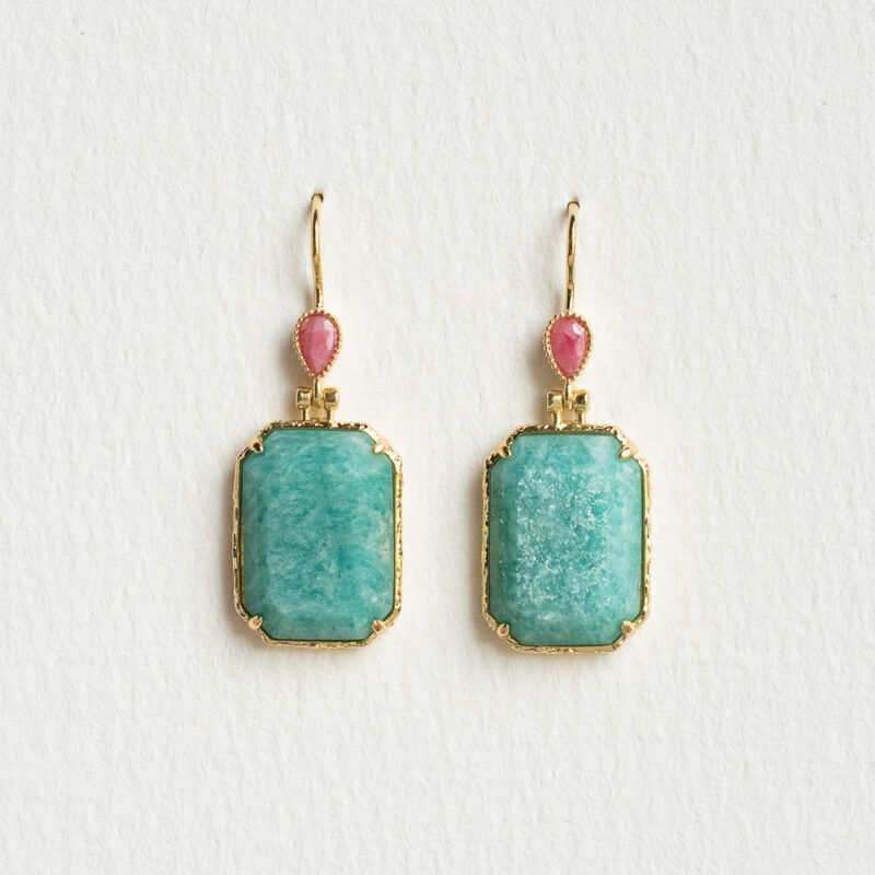 Blue Amazonite Drop Earrings - AMIE Paris - Silverado Jewellery