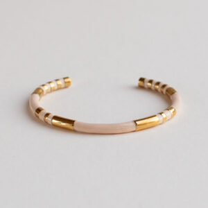 Pink and gold cuff bangle - Amie Paris - Silverado Jewellery