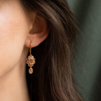 Pink Flower inspired drop earrings - Amie Paris - Silverado Jewellery