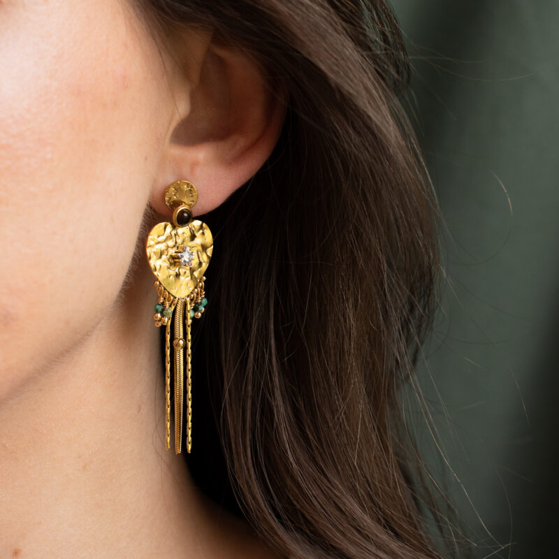 Heart drop statement earrings - Amie Paris - Silverado Jewellery