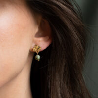 Stud Earrings With African Turquoise Drops - Amie Paris - Silverado Jewellery