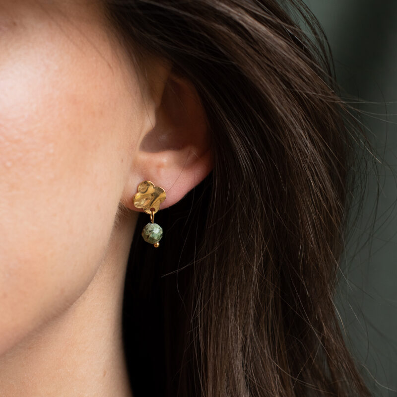 Stud Earrings With African Turquoise Drops - Amie Paris - Silverado Jewellery