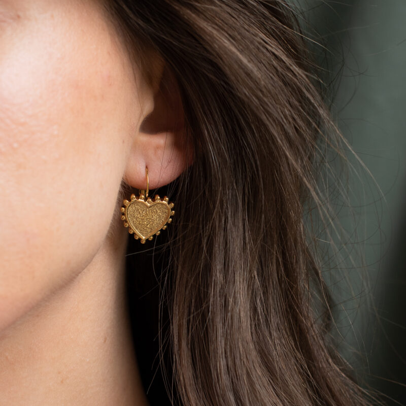 Textured heart hoop earrings - Amie Paris - Silverado Jewellery