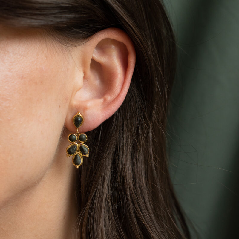 grey leaf drop earrings - Amie Pais - Silverado Jewellery