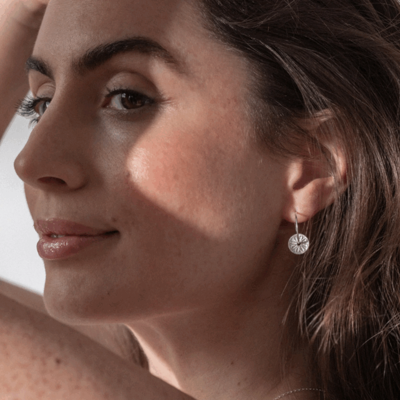 Silver Daisy Hoop Earrings - One & Eight - Silverado Jewellery
