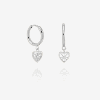 Silver Love Story Heart Huggie Hoop Earrings - Rachel Jackson - Silverado Jewellery