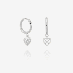 Silver Love Story Heart Huggie Hoop Earrings - Rachel Jackson - Silverado Jewellery