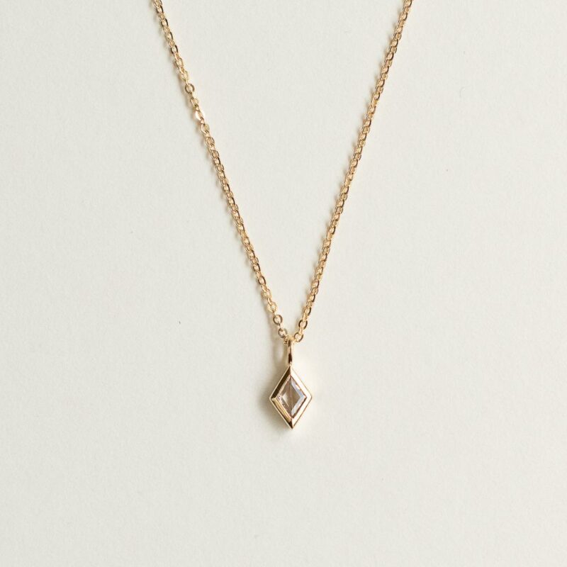 9ct gold white topaz diamond shape necklace - Luceir Jewellery - Silverado